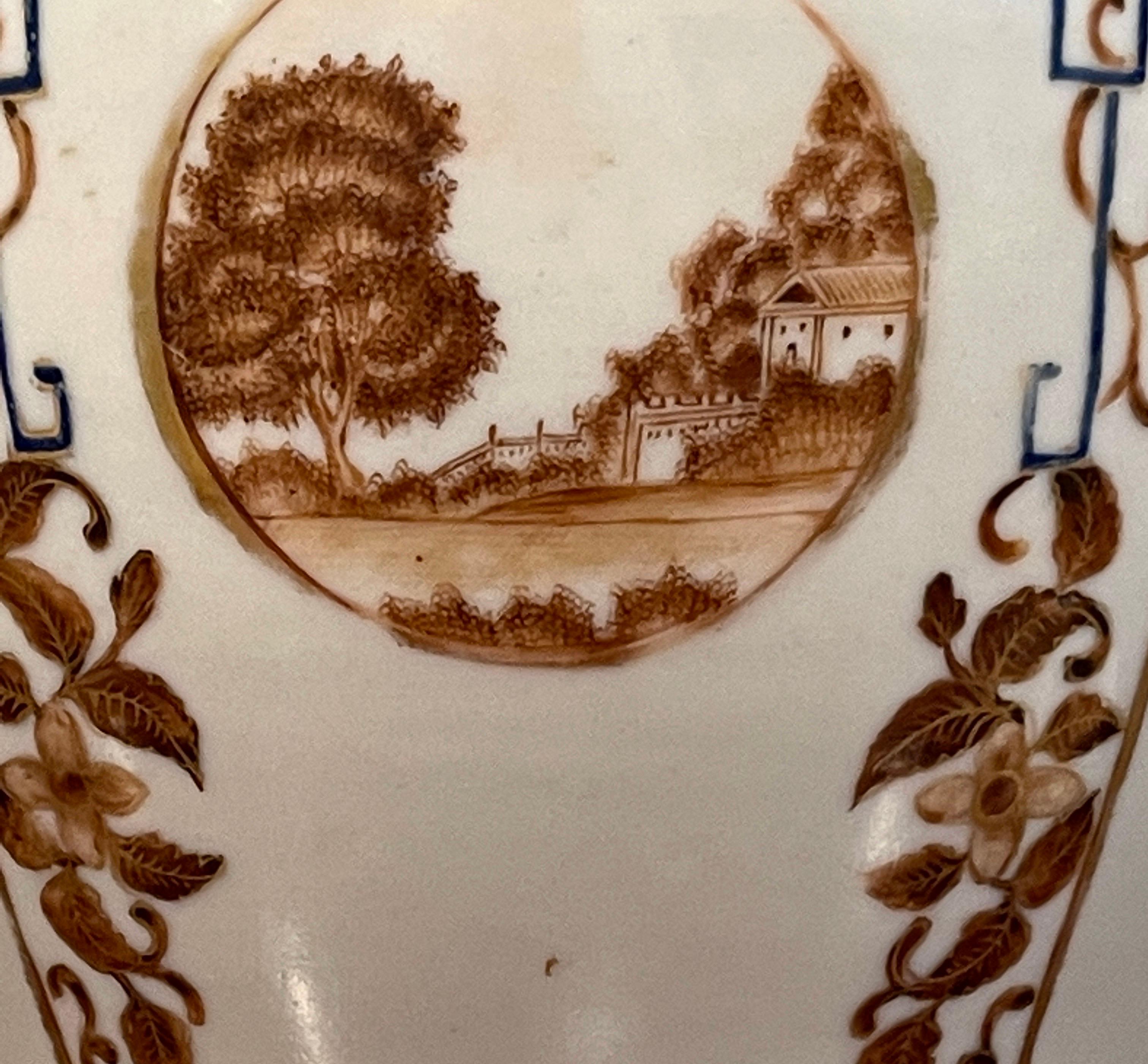 Pair of Chinese Export Porcelain  American* Market Landscape Vases & Covers  For Sale 14