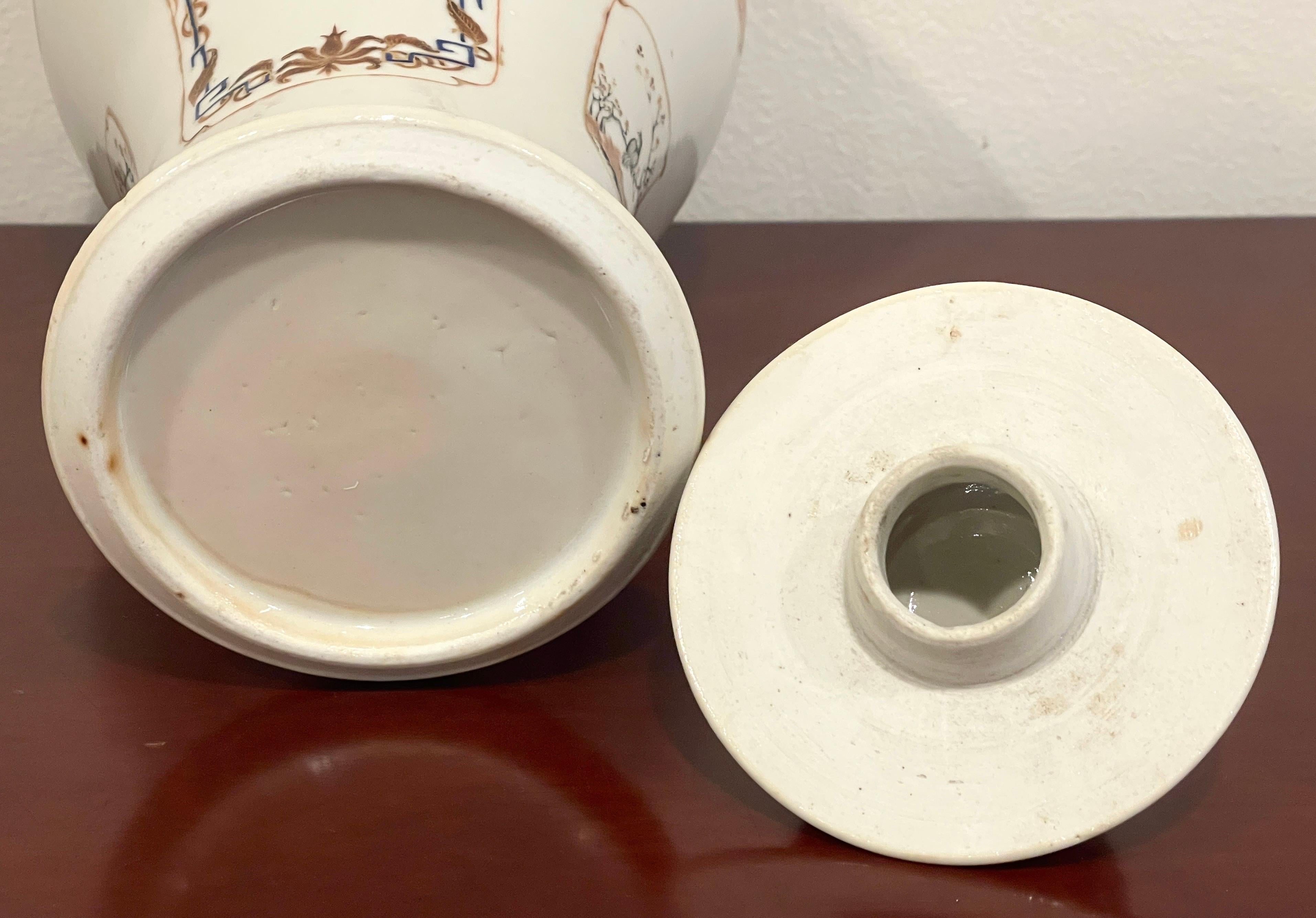 Pareja de porcelana china de exportación  Jarrones y Tapas de Paisaje American* Market en venta 12