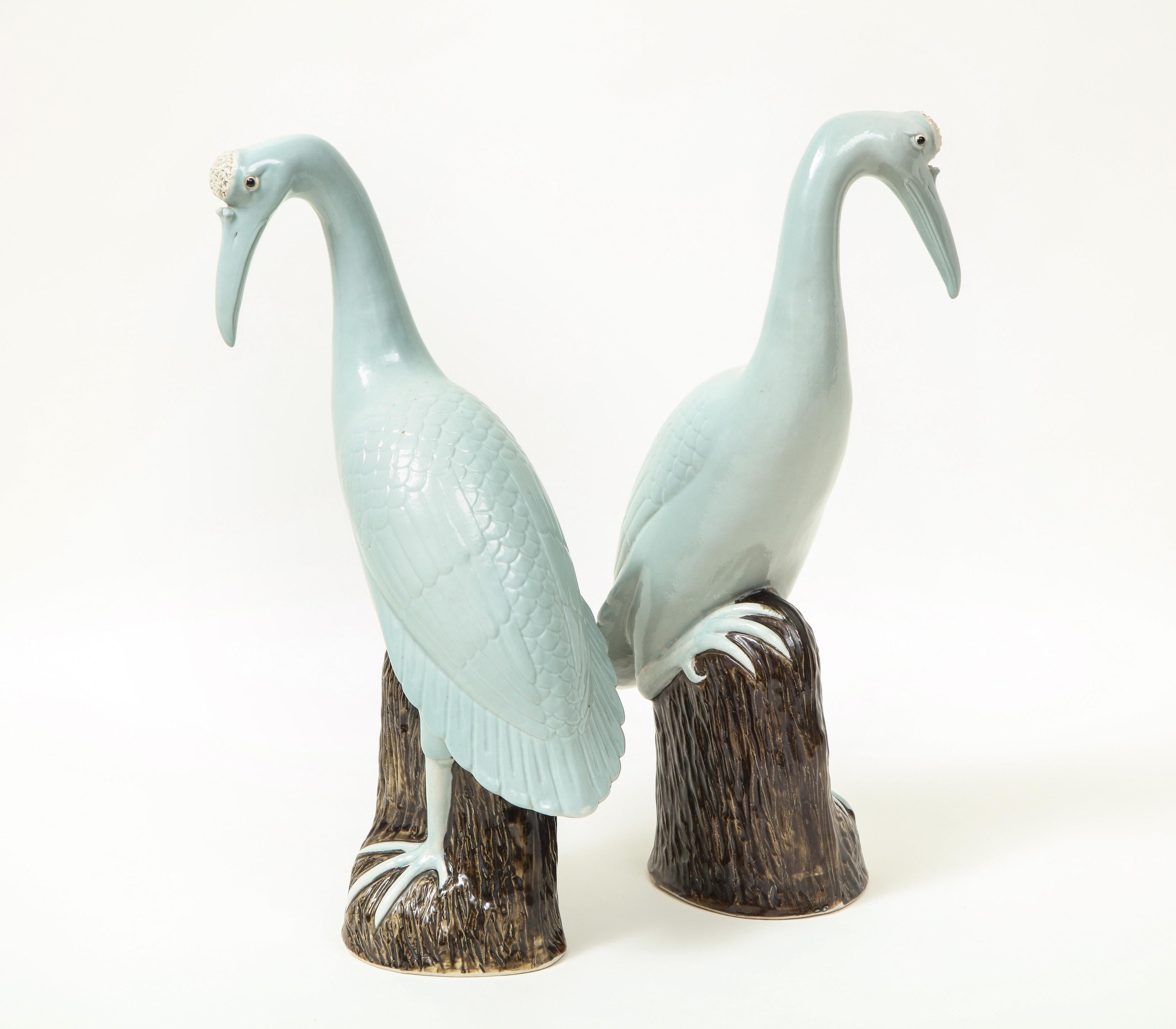 Pair of Chinese Export Porcelain Figures of Cranes 1
