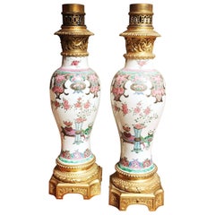 Pair of Chinese Export Porcelain Lamp Bases
