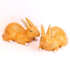 Pair Of Chinese Export Porcelain Rabbits