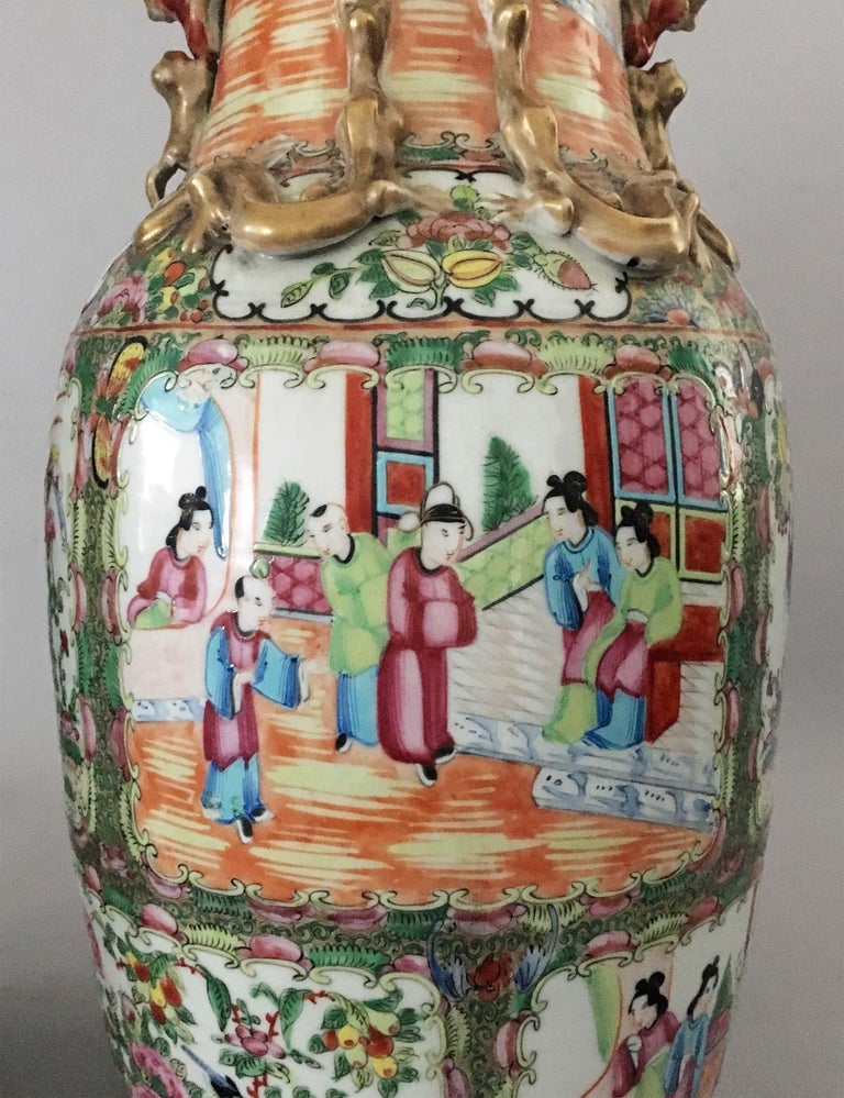 Pair Of Chinese Export Rose Medallion Tall Vases For Sale At 1stdibs