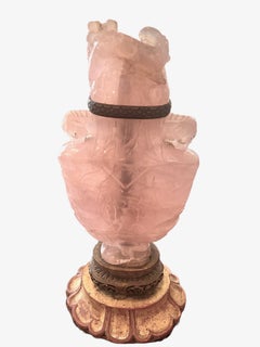 Pair of Chinese Export Rose Quartz Lamps