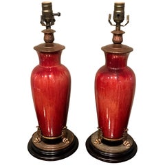Pair of Chinese Export Sang de Boeuf Vases, Now as Lamps