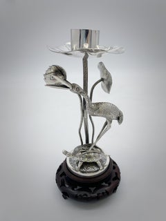 Pair Of Chinese Export Silver Candlesticks