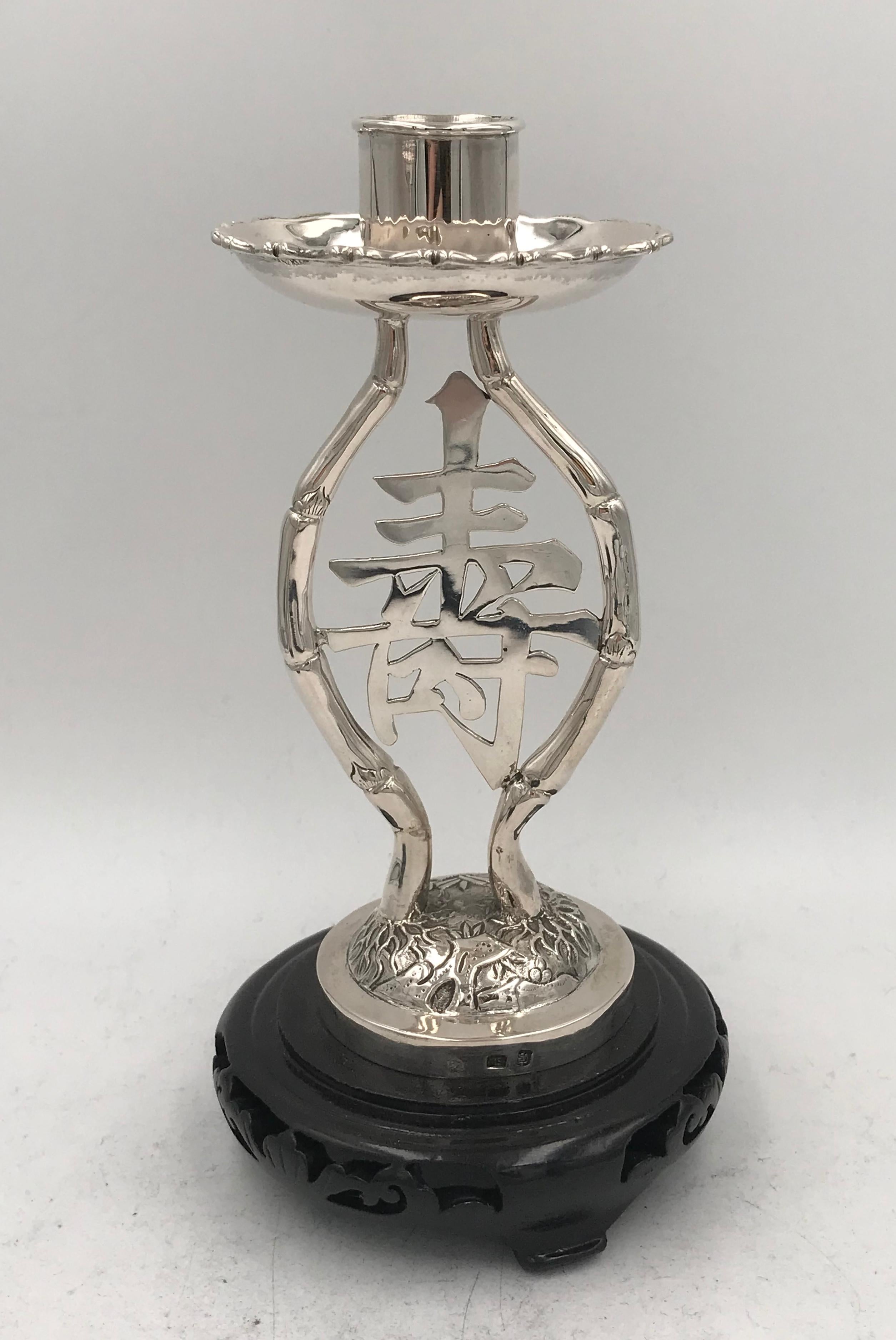 Late 19th Century Pair of Chinese Export Silver Candlesticks For Sale