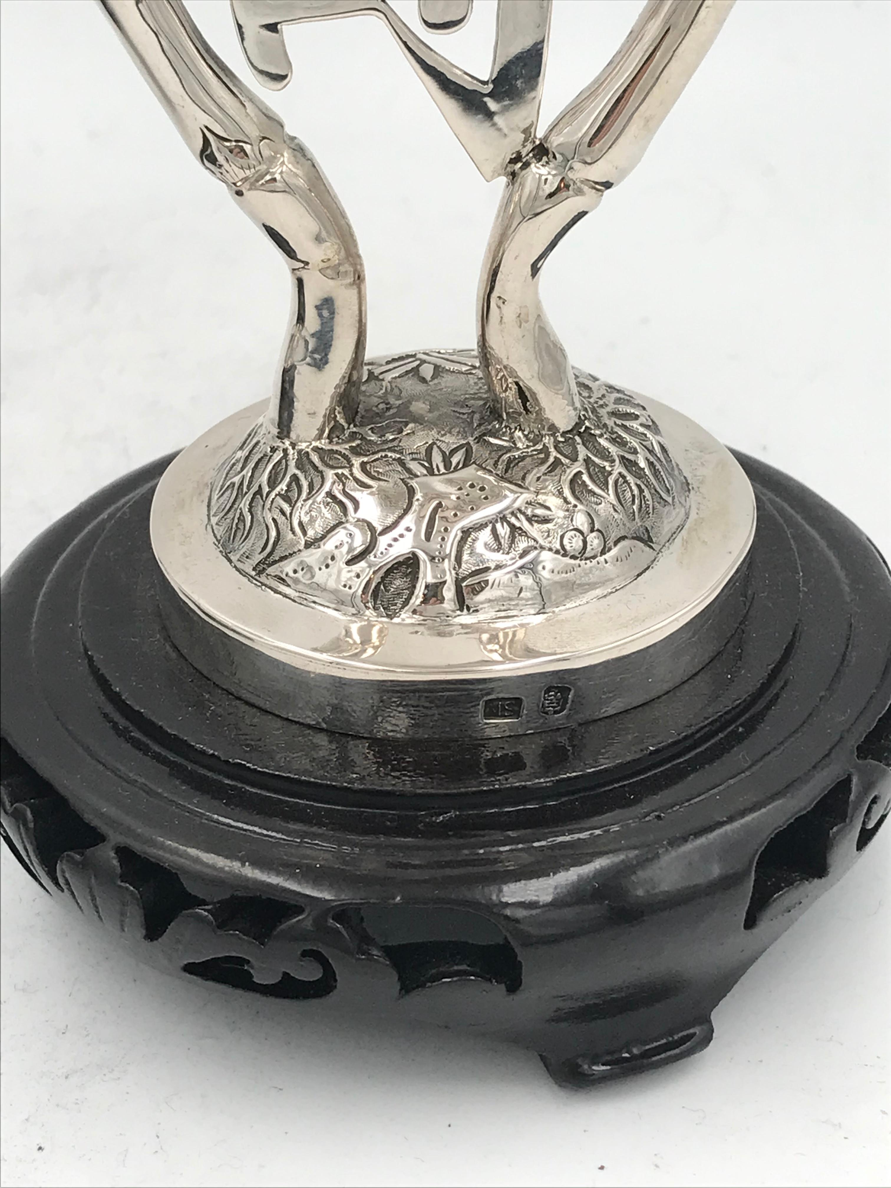 Pair of Chinese Export Silver Candlesticks For Sale 3