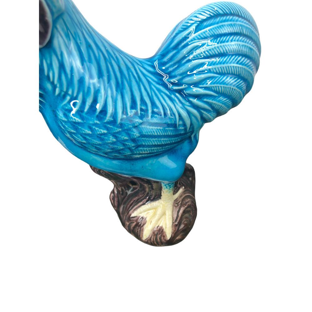 blue ceramic rooster