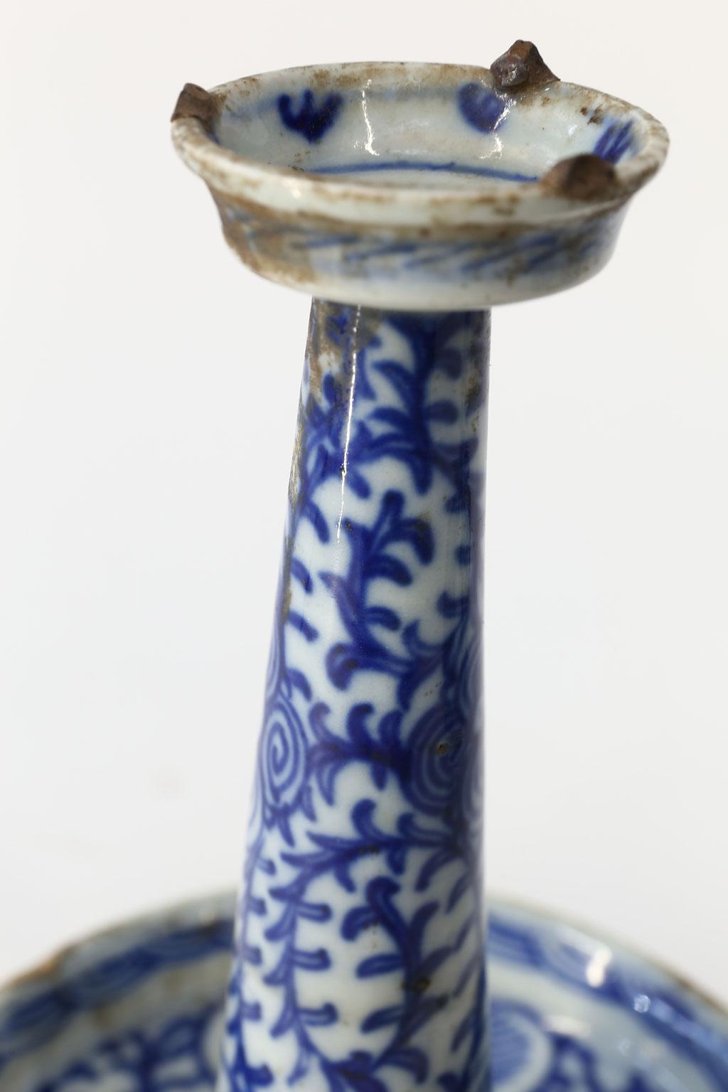 19th Century Pair of Chinese Faience Candlesticks