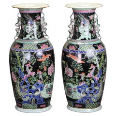 pair of Chinese famille noir porcelain vases