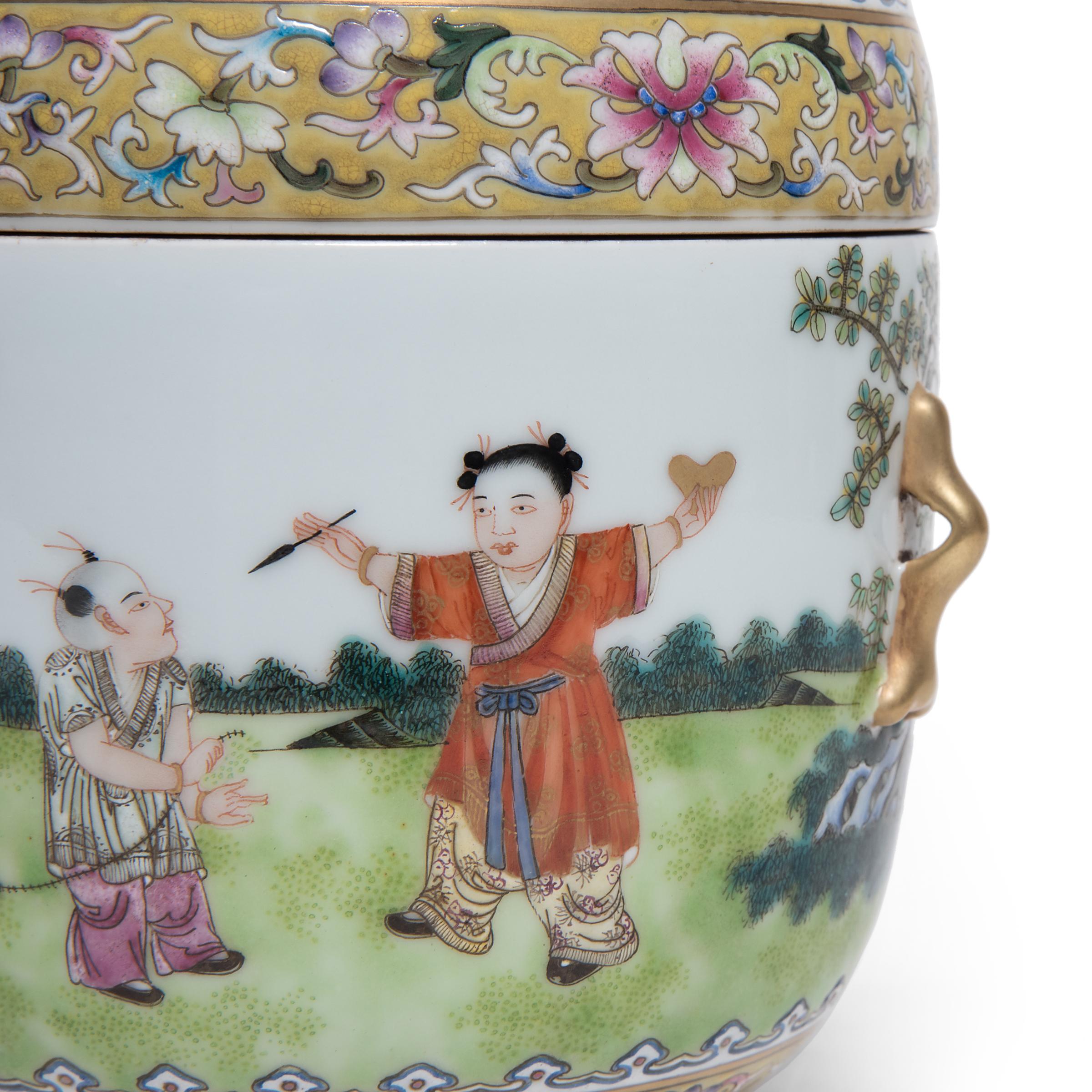 Pair of Chinese Famille Rose Jars with Boys at Play, c. 1900 3