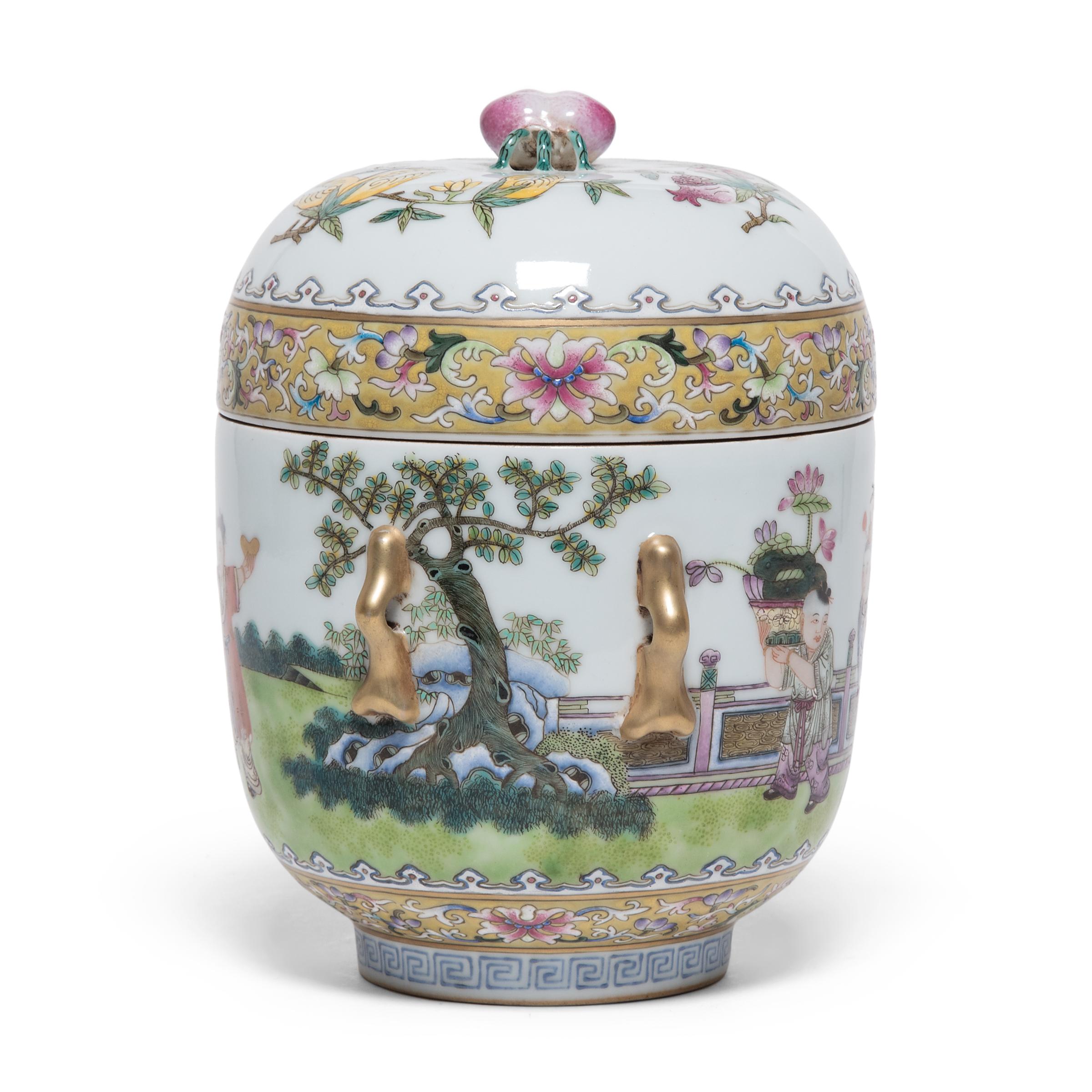 Qing Pair of Chinese Famille Rose Jars with Boys at Play, c. 1900