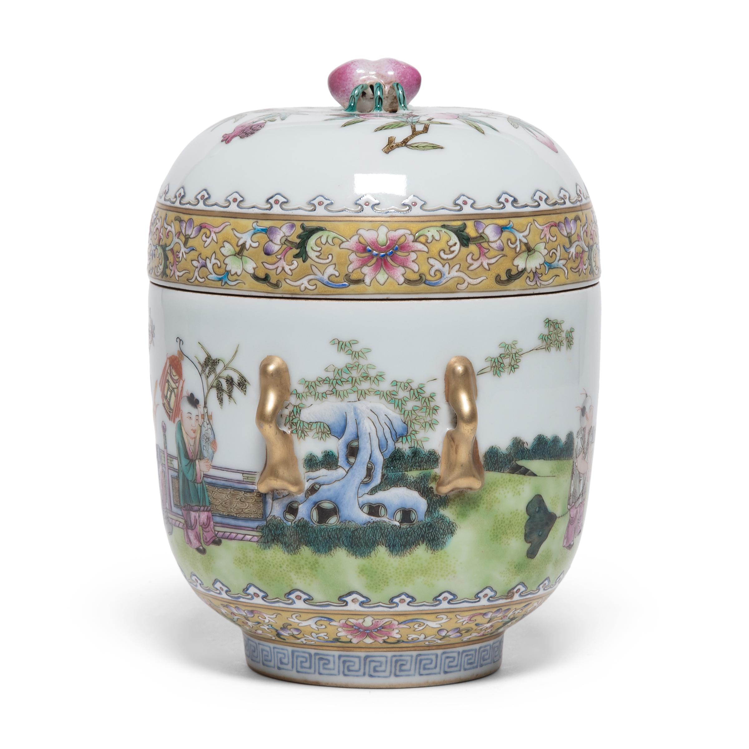 Pair of Chinese Famille Rose Jars with Boys at Play, c. 1900 In Good Condition In Chicago, IL