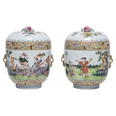 Pair of Chinese Famille Rose Jars with Boys at Play, c. 1900