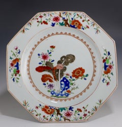 Pair of Chinese Export Porcelain Famille Rose Plates Qianlong, circa 1750