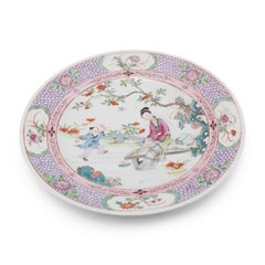 Pair of Chinese Famille Rose Plates with Garden Scenes, C. 1900