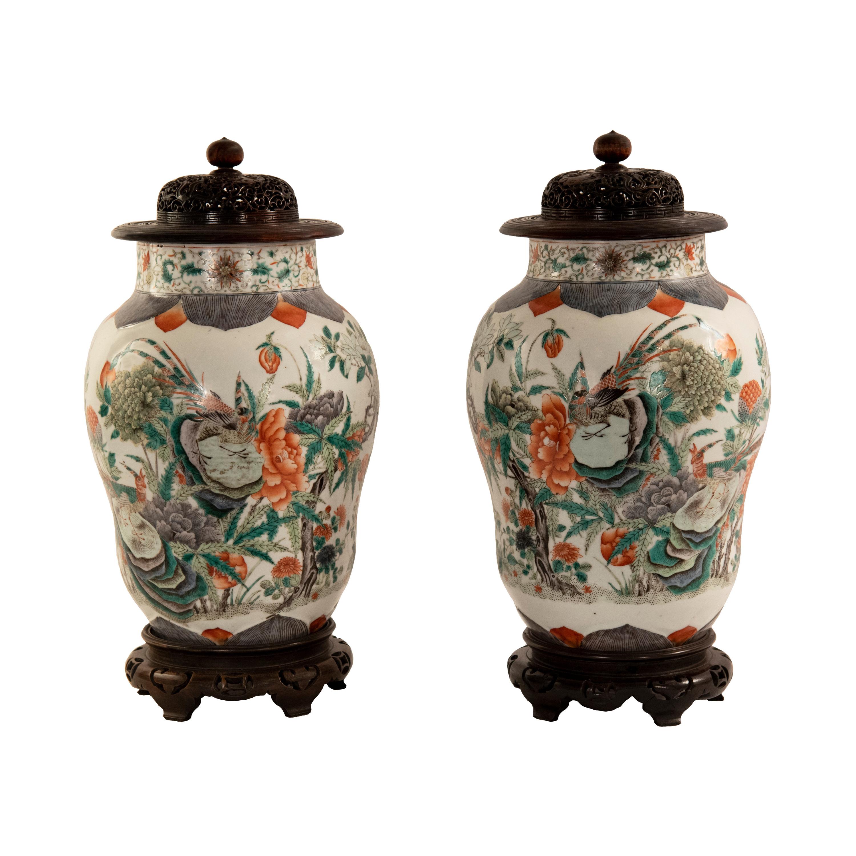 Pair of Chinese Famille Vases