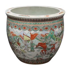 Pair of Chinese Famille Verte Large Porcealin Planters