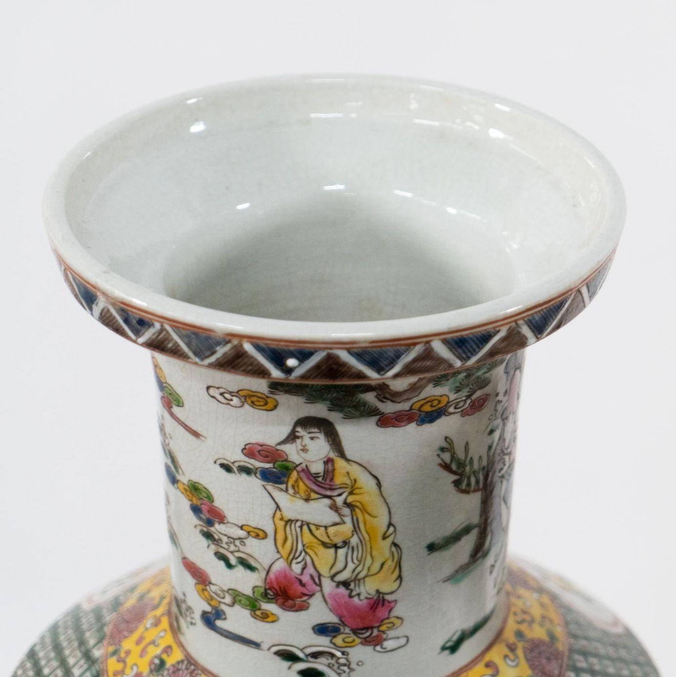 Early 20th Century Pair of Chinese Famille Verte Vases, c. 1900's For Sale
