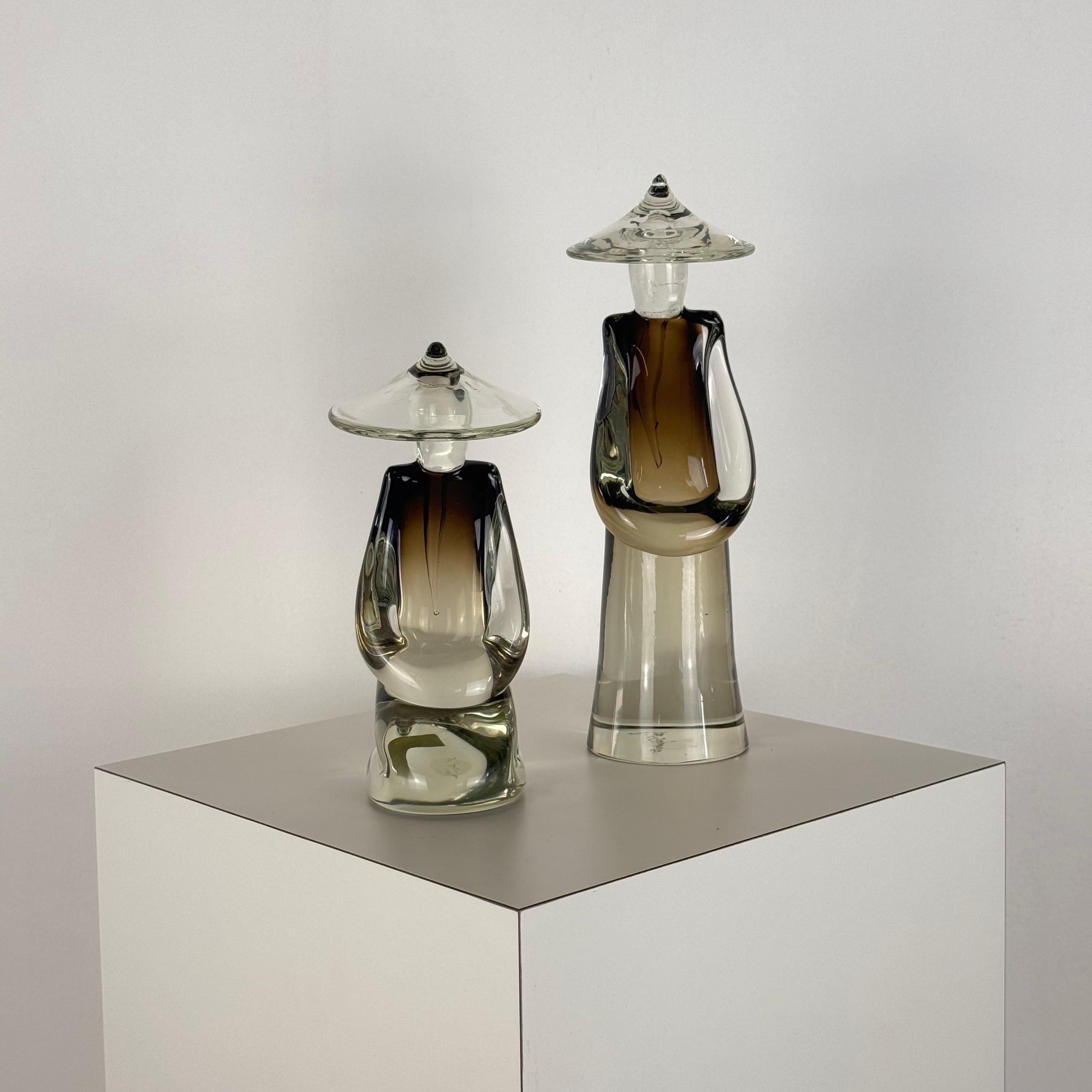 Paar chinesische Figurenstatuen aus Murano-Glas von Pino Signoretto, Italien, 1970er Jahre im Angebot 1