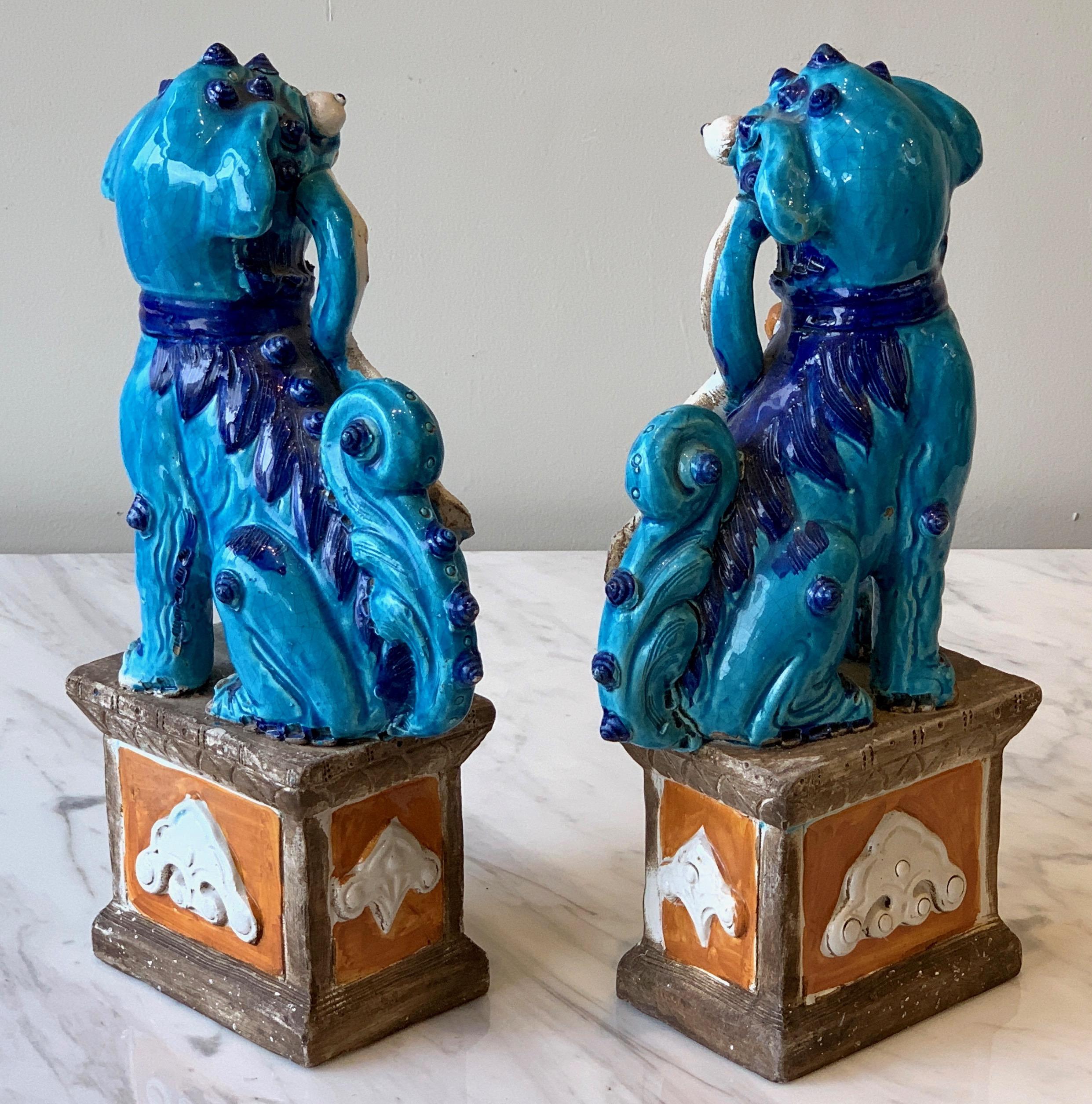 Vernissé Paire de chiens Foo chinois