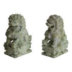 PAIR of Chinese Foo Dogs Hand Carved Hardstone Good Colour and Detail, Ca 1940