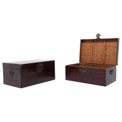Pair of Chinese Full Moon Kang Trunks, c. 1900