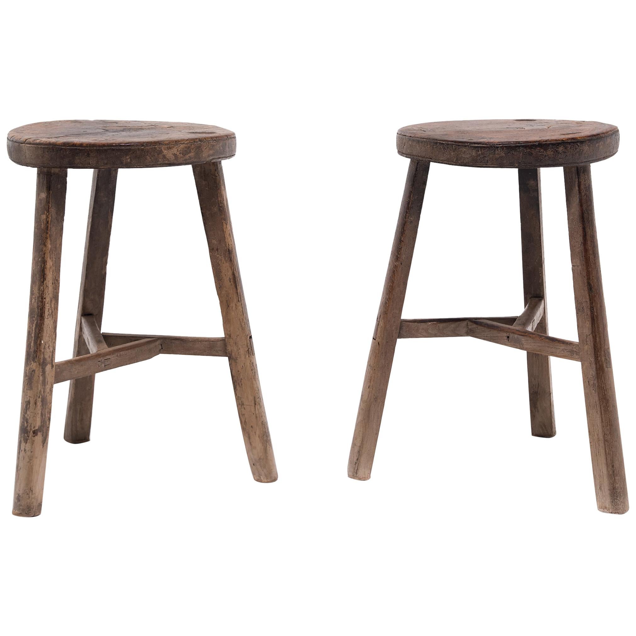 Pair of Chinese Full Moon Stools, circa 1900