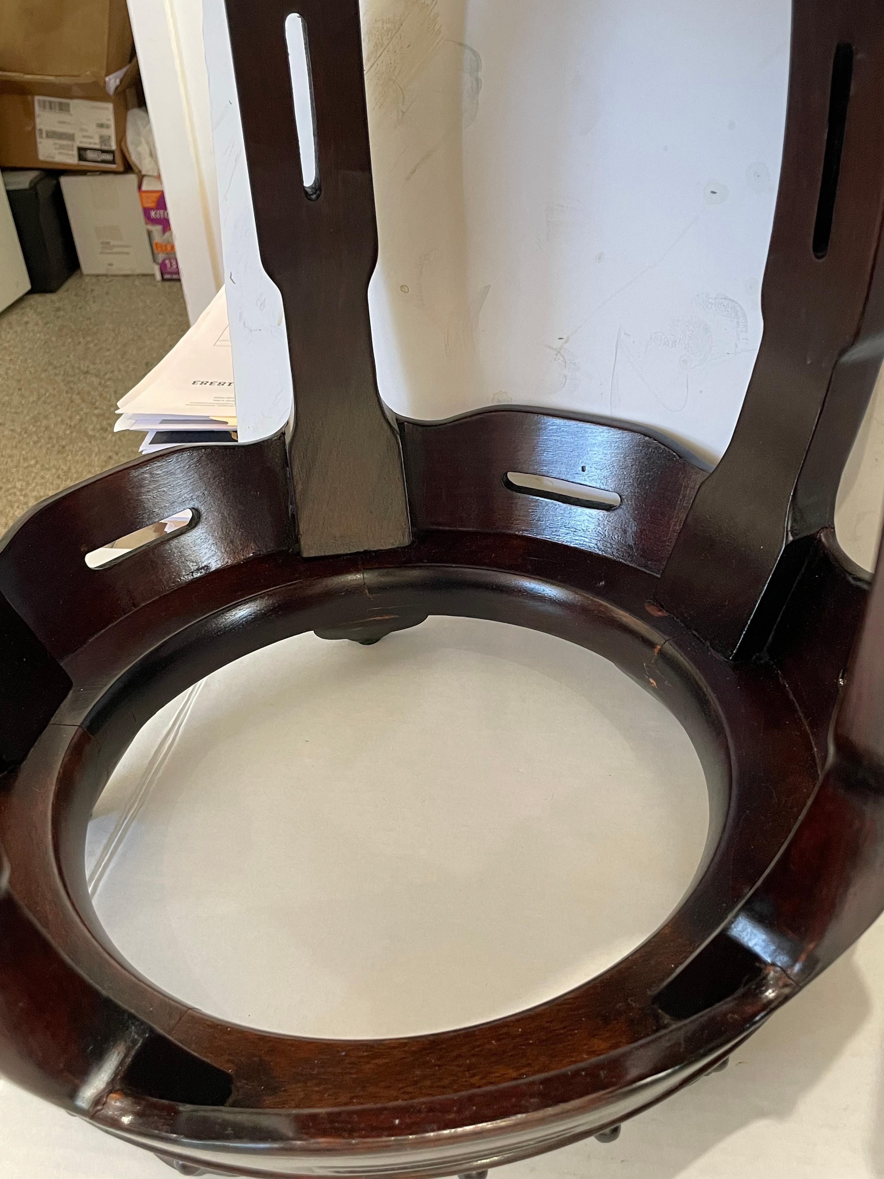 Pair of Chinese Garden Stools in Rosewood and Burlwood For Sale 12