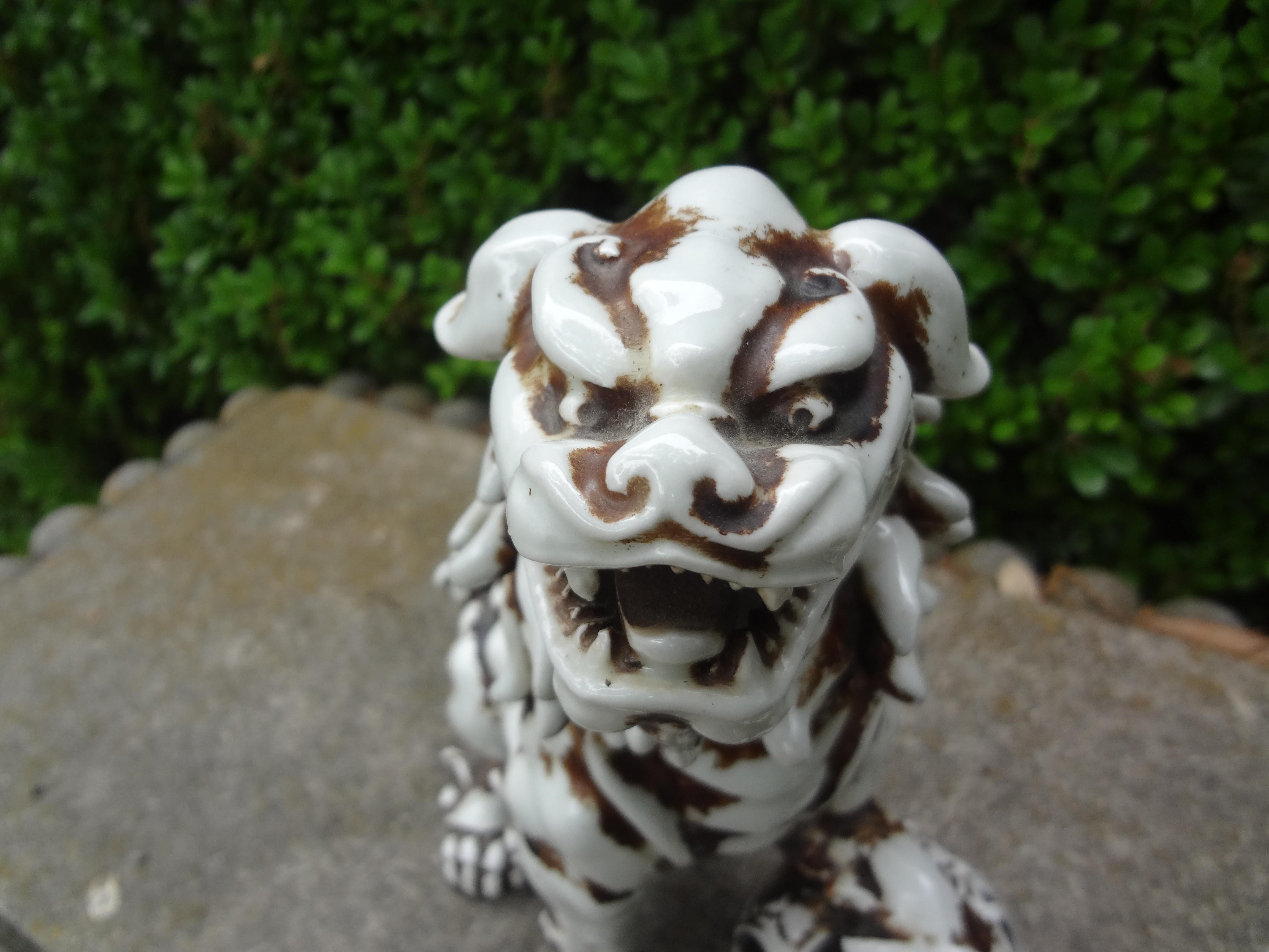 Pair Of Chinese Glazed Ceramic Foo Dogs For Sale 1
