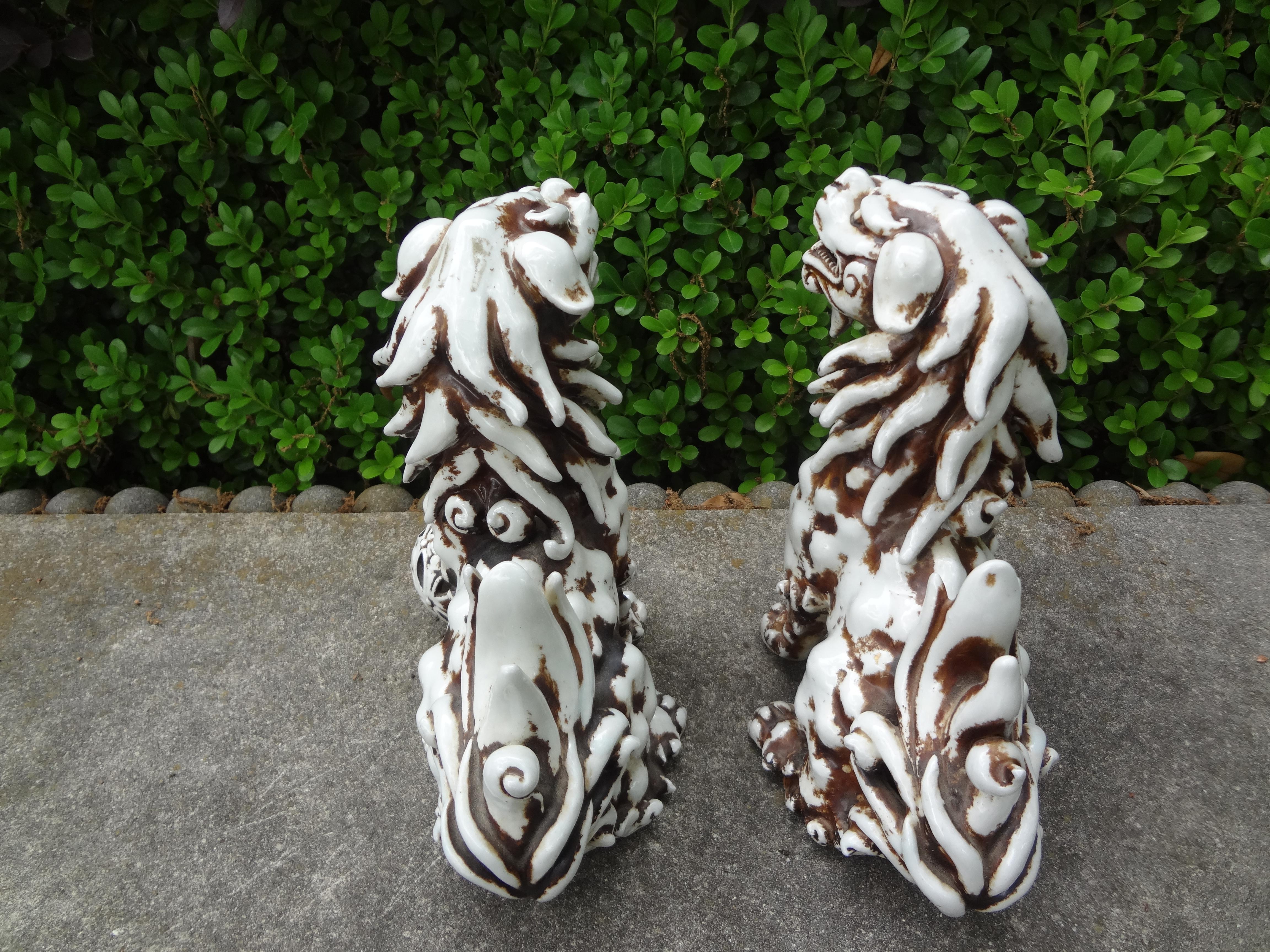 Pair Of Chinese Glazed Ceramic Foo Dogs For Sale 2