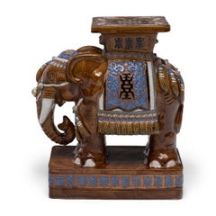 Pair of Chinese Glazed Elephant Garden Seats
