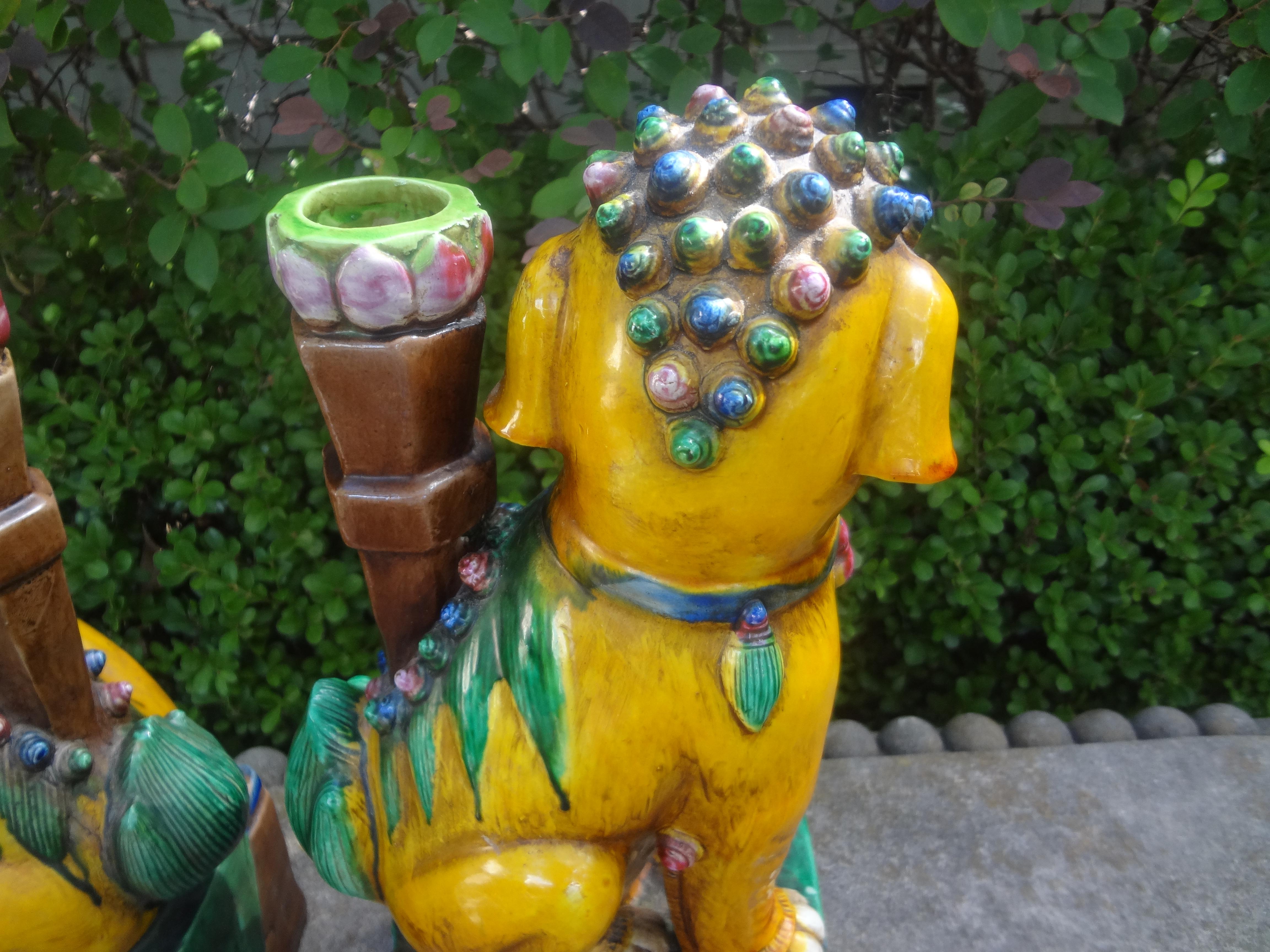 Pair of Chinese Glazed Terracotta Foo Dogs  For Sale 7
