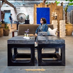 Pair of Chinese Golden Brick Side Tables
