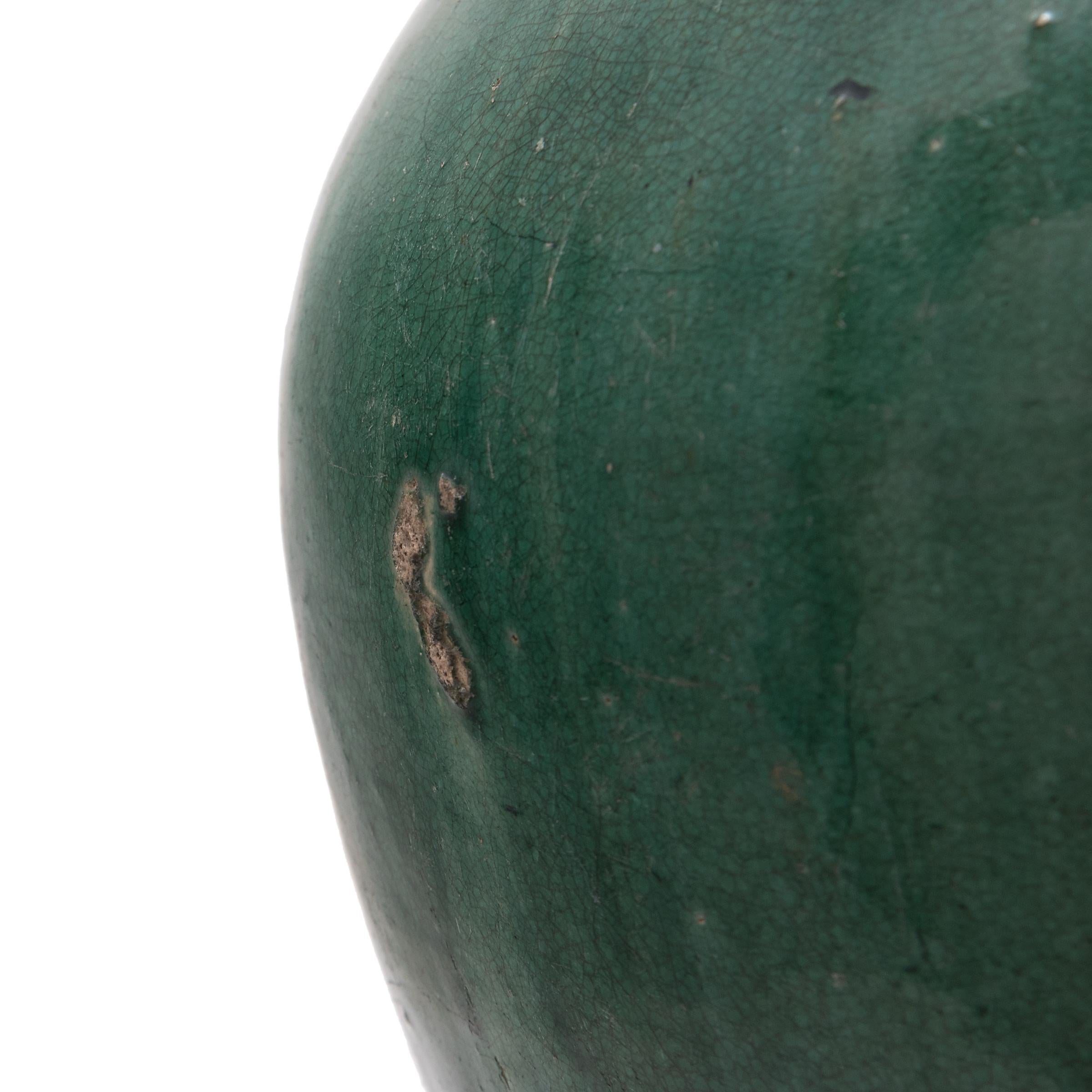Pair of Chinese Green Glazed Storage Jars, c. 1900 1