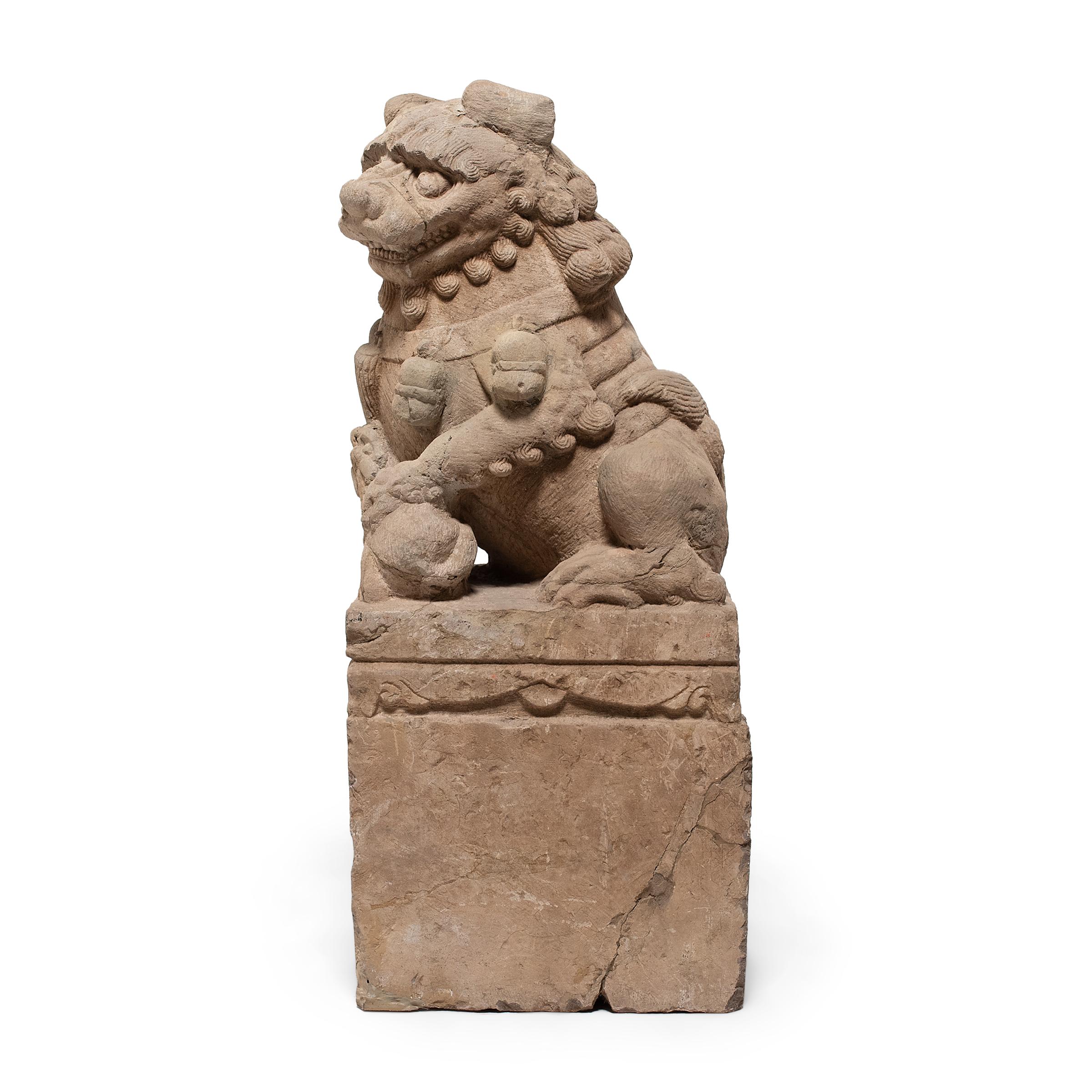 Coppia di cani leoni guardiani cinesi, 1850 ca. In condizioni buone in vendita a Chicago, IL