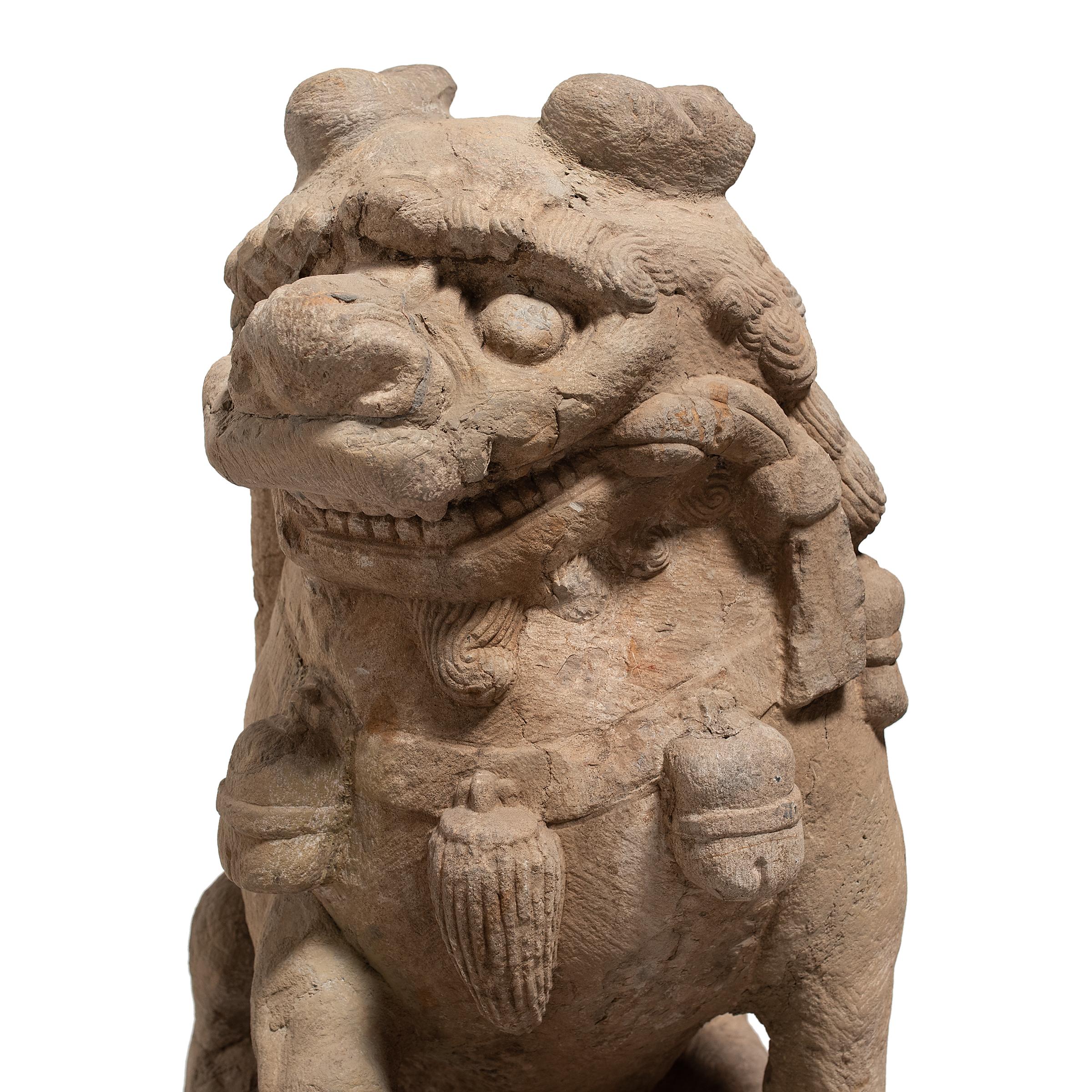 Pair of Chinese Guardian Lion Dogs, c. 1850 For Sale 1
