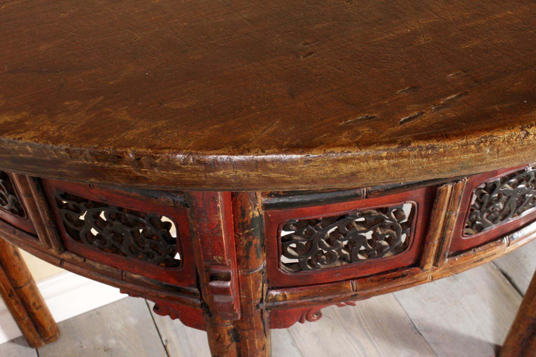 Pair of Chinese Half Moon Console Tables, circa 1860 For Sale 1