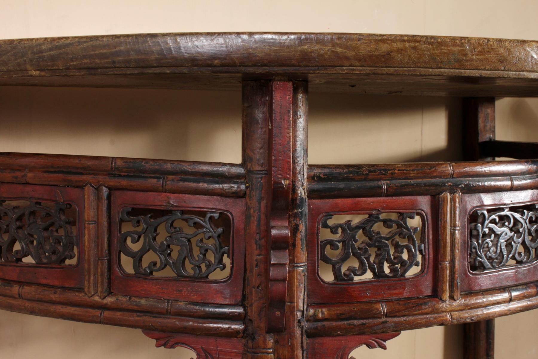 Pair of Chinese Half Moon Console Tables, circa 1860 For Sale 3