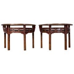 Antique Pair of Chinese Half Moon Console Tables, circa 1860