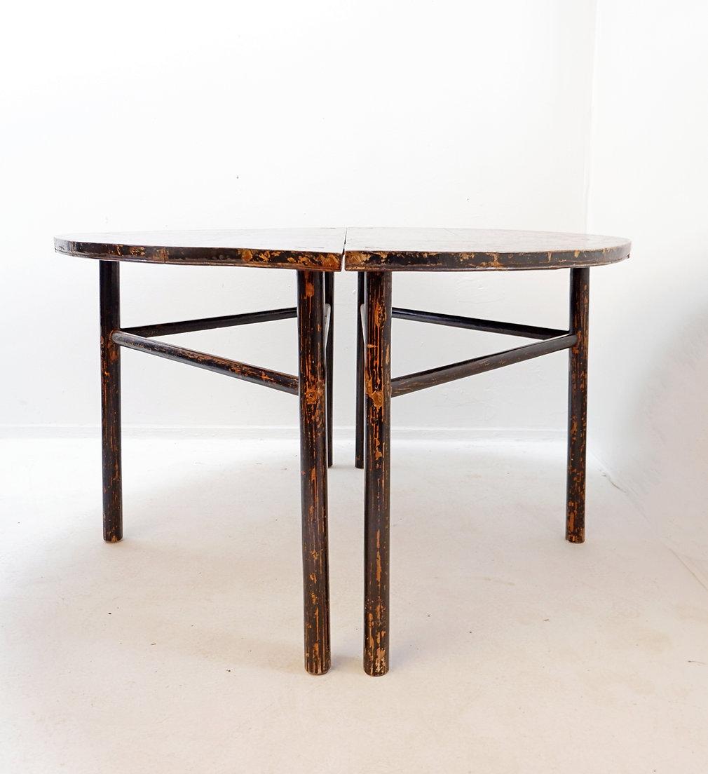 Pair of Chinese Half-Moons - Center Table and folding traveler's chair For Sale 9