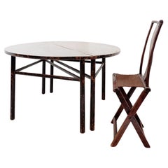 Pair of Chinese Half-Moons - Center Table and folding traveler's chair