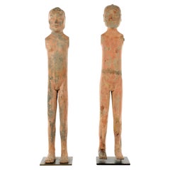 Pair of Chinese Han Tall Slender Terracotta Figures