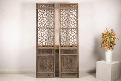 Pair of Chinese Hand-Carved Lattice Architectural Panels, circa 1900