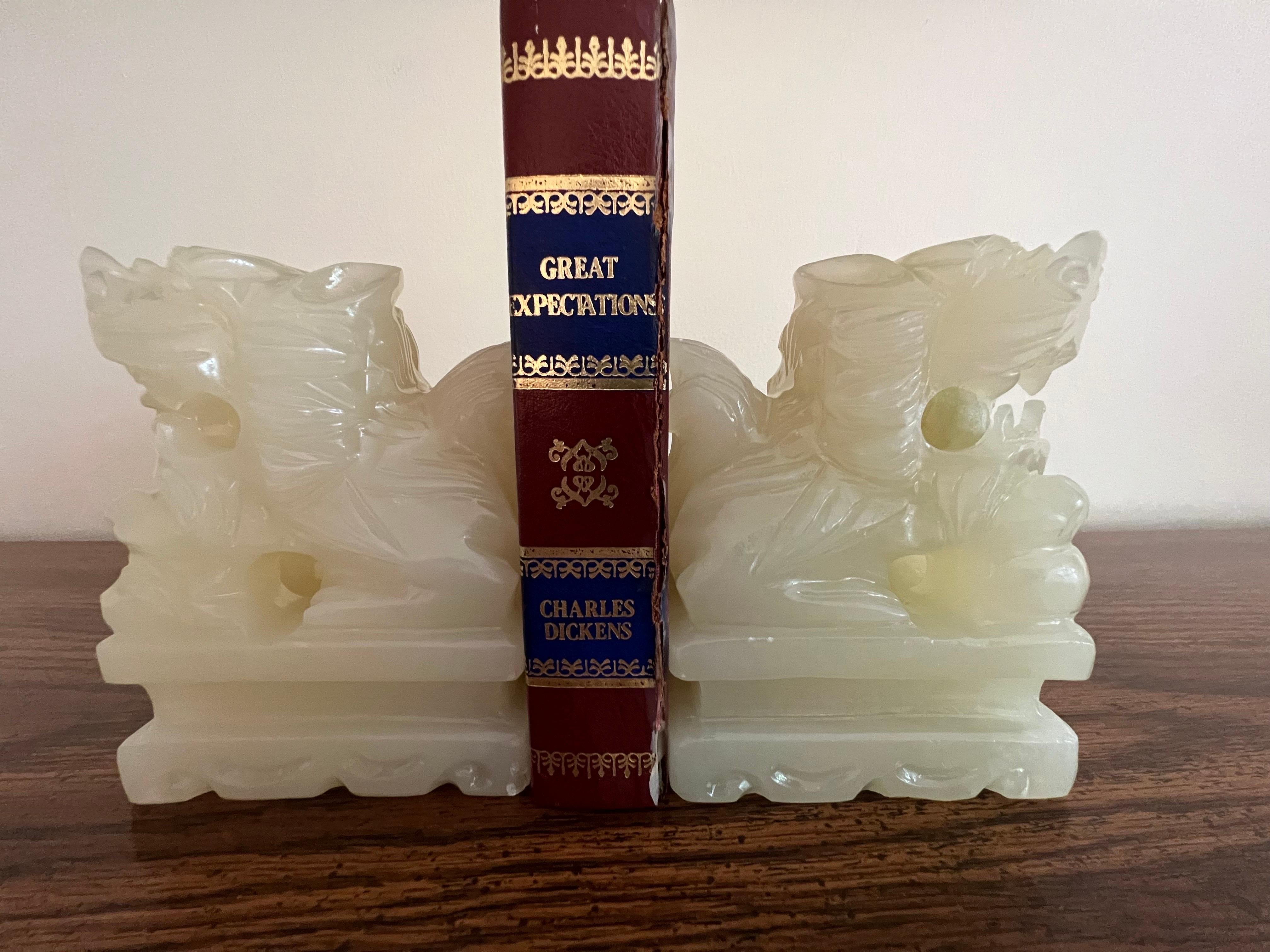 Pair of Chinese Hand Carved White Jade Jadeite Foo Dog Sculpture, circa 1920 12