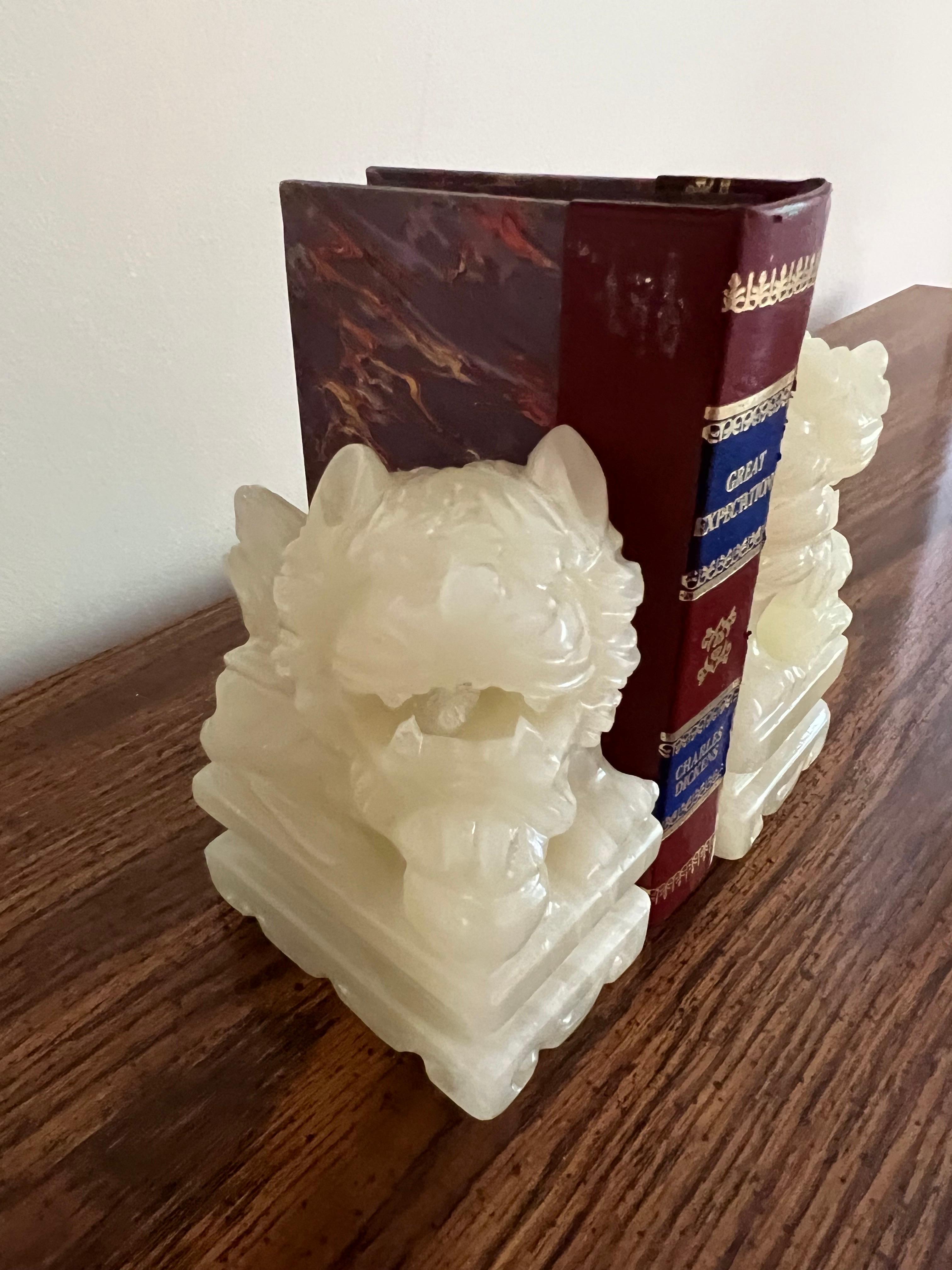 Pair of Chinese Hand Carved White Jade Jadeite Foo Dog Sculpture, circa 1920 15