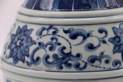 Pair of Chinese hand painted blue and white vases, Circa 1930