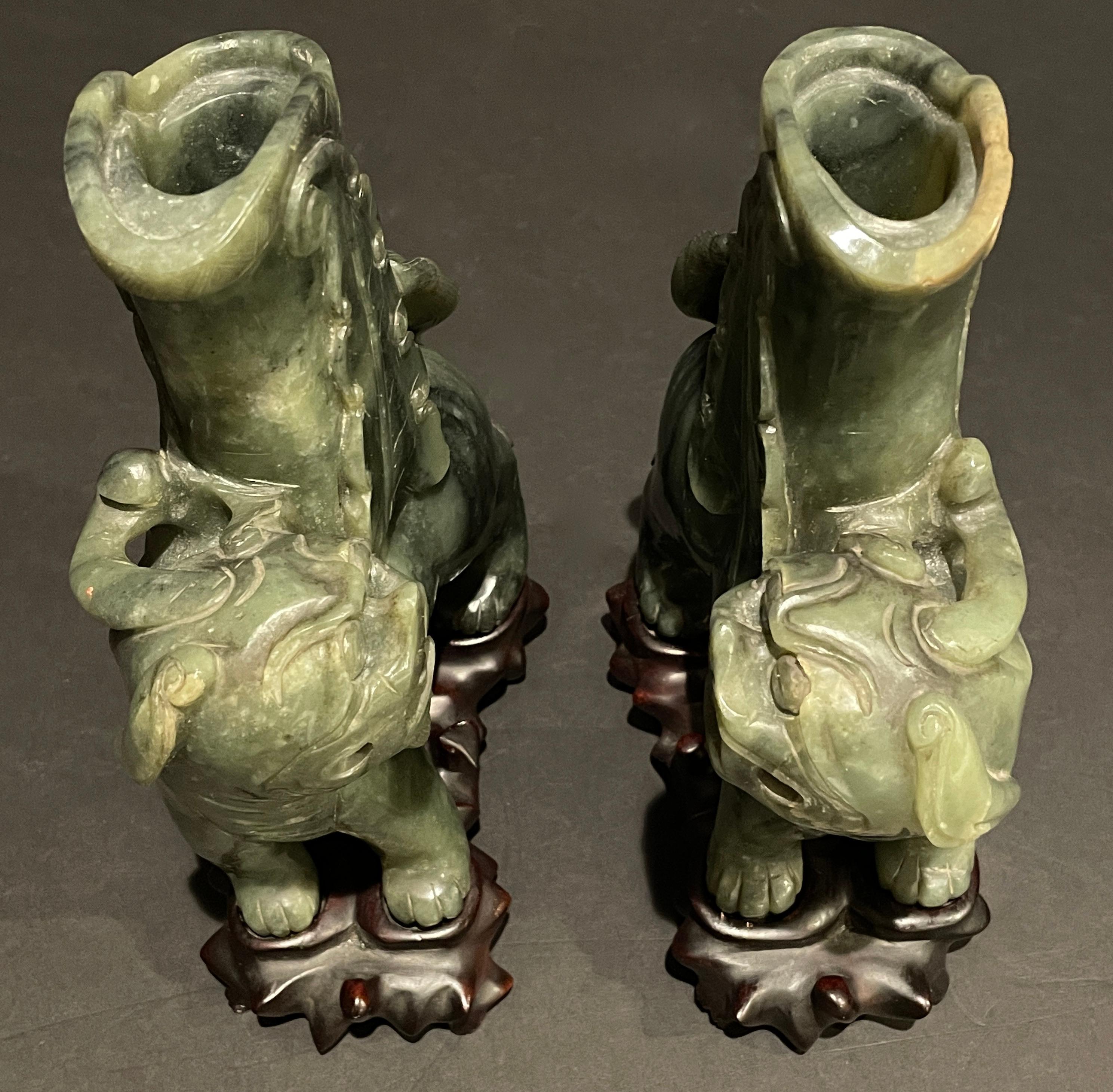 19th Century Pair Of Chinese Hardstone Guardian Lions For Sale