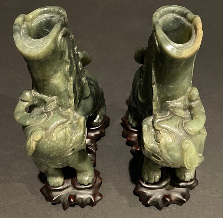 Pair Of Chinese Hardstone Guardian Lions For Sale at 1stDibs
