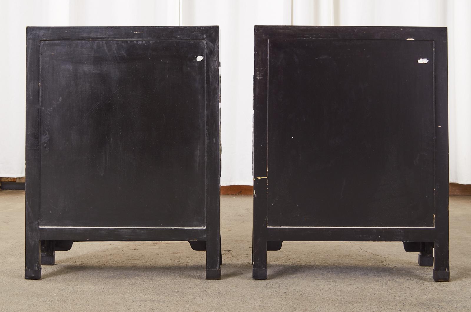 Pair of Chinese Hardstone Soapstone Lacquered Cabinets or Nightstands 13